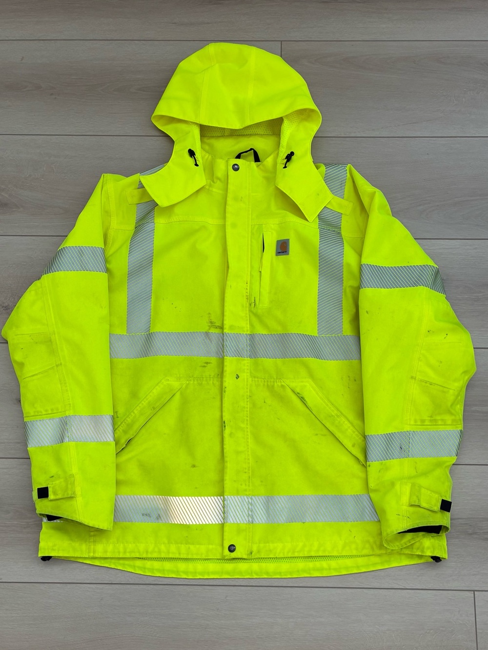 Carhartt 100499 Class 3 High Visibility Hooded Rain Jacket Hi Vis Men’s 2XLT